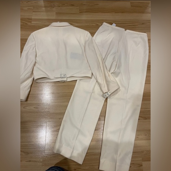 Rare Gianni Versace Couture cream women pant suit vintage Wool 44, Made In Italy - Picture 5 of 8